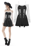 Princess black contrast white lace sexy dress DW577