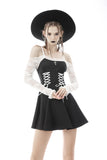 Princess black contrast white lace sexy dress DW577