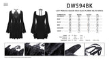 Lost princess square neck black flower halter dress DW594BK