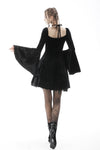 Lost princess square neck black flower halter dress DW594BK
