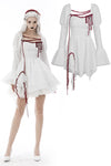 Gothic vampire blood stained white dress DW598