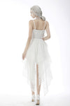 White ghost butterfly high low wedding party dress DW606