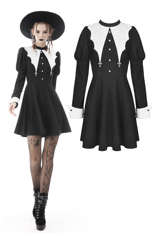 Bat entanglement black white dress DW607