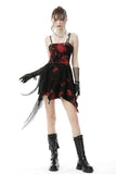 Punk rock black red dye strap dress DW644