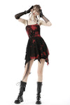 Punk rock black red dye strap dress DW644