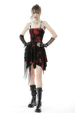 Punk rock black red dye strap dress DW644