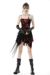 Punk rock black red dye strap dress DW644