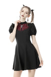 Gothic doll lace red in black dress DW645