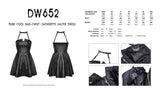 Punk cool bag-chest leatherette halter dress DW652