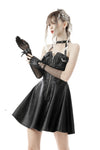 Punk cool bag-chest leatherette halter dress DW652