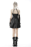 Punk cool bag-chest leatherette halter dress DW652