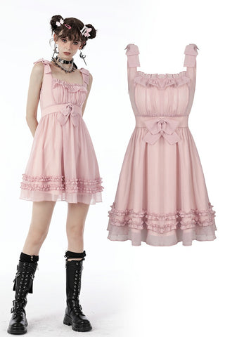 Pink doll frilly strap dress DW657
