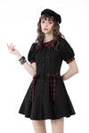 Gothic lolita dripping blood plaid button dress DW658