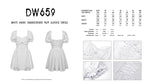 White angel embroidered puff sleeves dress DW659