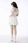 White angel embroidered puff sleeves dress DW659