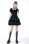 Gothic lolita black blue frilly doll dress DW660