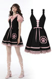 Cat feet lace up contrast strap dress DW666