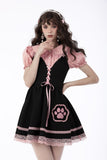 Cat feet lace up contrast strap dress DW666