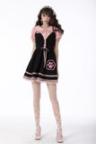 Cat feet lace up contrast strap dress DW666