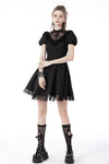 Gothic death cross ruffle lace neckline dress DW696