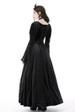 Gothic vintage gorgeous velvet-lace-splicing maxi dress DW751