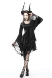 Dark genie lace bell sleeves velvet dress DW753
