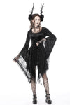 Dark genie lace bell sleeves velvet dress DW753