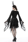 Dark genie lace bell sleeves velvet dress DW753