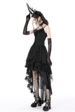 Gothic ghost frilly lace high low strap dress DW765