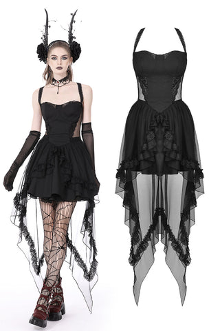 Gothic doll cold waist swallowtail halter dress DW766