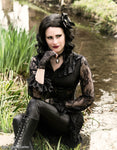 Chiffon material blouse with lace sleeves IW068 - Gothlolibeauty