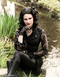 Chiffon material blouse with lace sleeves IW068 - Gothlolibeauty