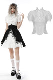 White ruffle neckline blouse IW087WH