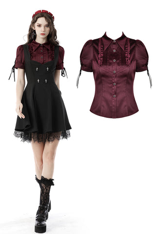 Gothic wine red elegant blouse IW088