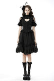 Gothic hearted tulle shoulder sexy blouse IW089