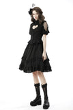 Gothic hearted tulle shoulder sexy blouse IW089