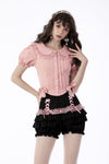Pink princess heart button doll collar blouse IW090