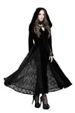 Black Long Sleeve Gothic Vampire Punk Scene Clothing velvet jacket gown JW011 - Gothlolibeauty