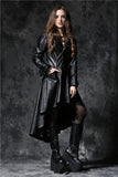 DARK IN LOVE Gothic long coat leather cocktail robe jacket with eyelets cap JW096 - Gothlolibeauty