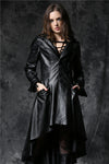 DARK IN LOVE Gothic long coat leather cocktail robe jacket with eyelets cap JW096 - Gothlolibeauty