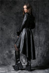 DARK IN LOVE Gothic long coat leather cocktail robe jacket with eyelets cap JW096 - Gothlolibeauty