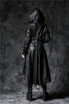 DARK IN LOVE Gothic long coat leather cocktail robe jacket with eyelets cap JW096 - Gothlolibeauty