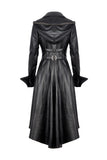 DARK IN LOVE Gothic long coat leather cocktail robe jacket with eyelets cap JW096 - Gothlolibeauty