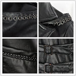 DARK IN LOVE Gothic long coat leather cocktail robe jacket with eyelets cap JW096 - Gothlolibeauty