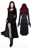 DARK IN LOVE Gothic Black red button lace-up long jacket JW164 - Gothlolibeauty