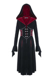 DARK IN LOVE Gothic Black red button lace-up long jacket JW164 - Gothlolibeauty