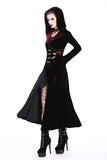 DARK IN LOVE Gothic Black red button lace-up long jacket JW164 - Gothlolibeauty