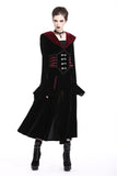 DARK IN LOVE Gothic Black red button lace-up long jacket JW164 - Gothlolibeauty