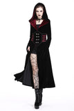 DARK IN LOVE Gothic Black red button lace-up long jacket JW164 - Gothlolibeauty