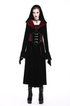 DARK IN LOVE Gothic Black red button lace-up long jacket JW164 - Gothlolibeauty